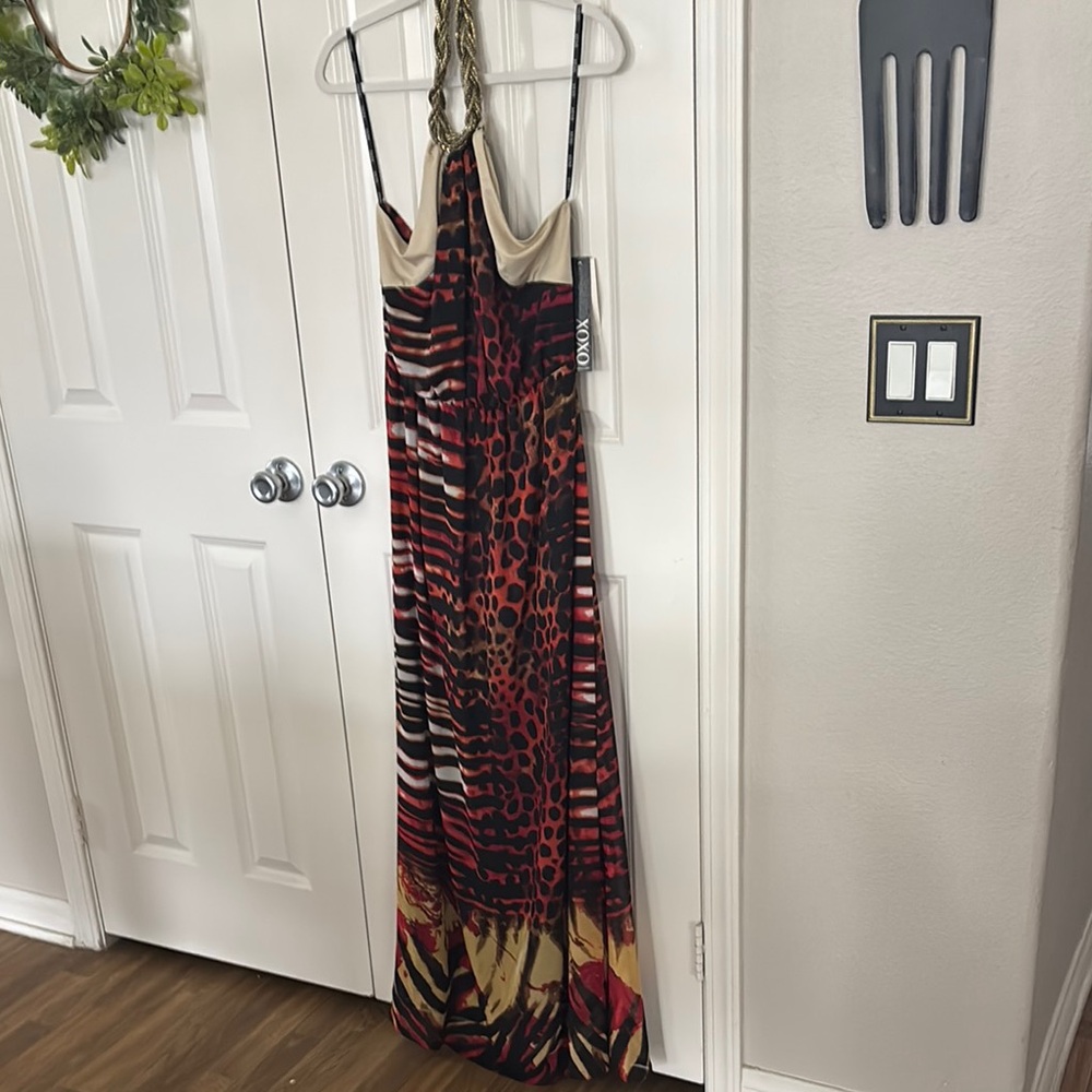XOXO Red and Black Halter Maxi Dress